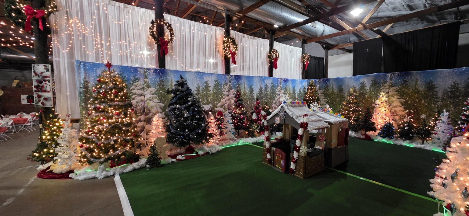 Decorated Christmas Trees displayed at The Mill during Christmas Time