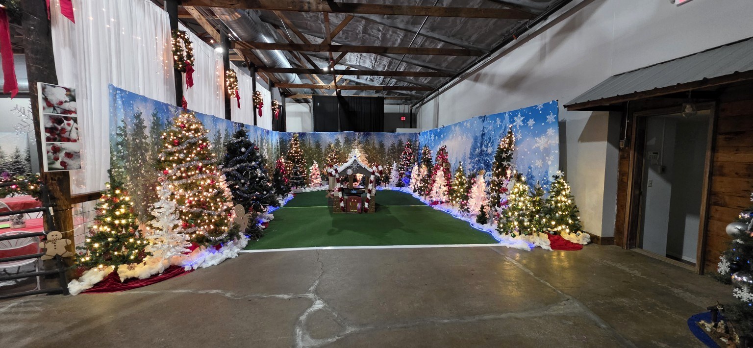 Sponsored Christmas Trees displayed at The Mill during Christmas Time